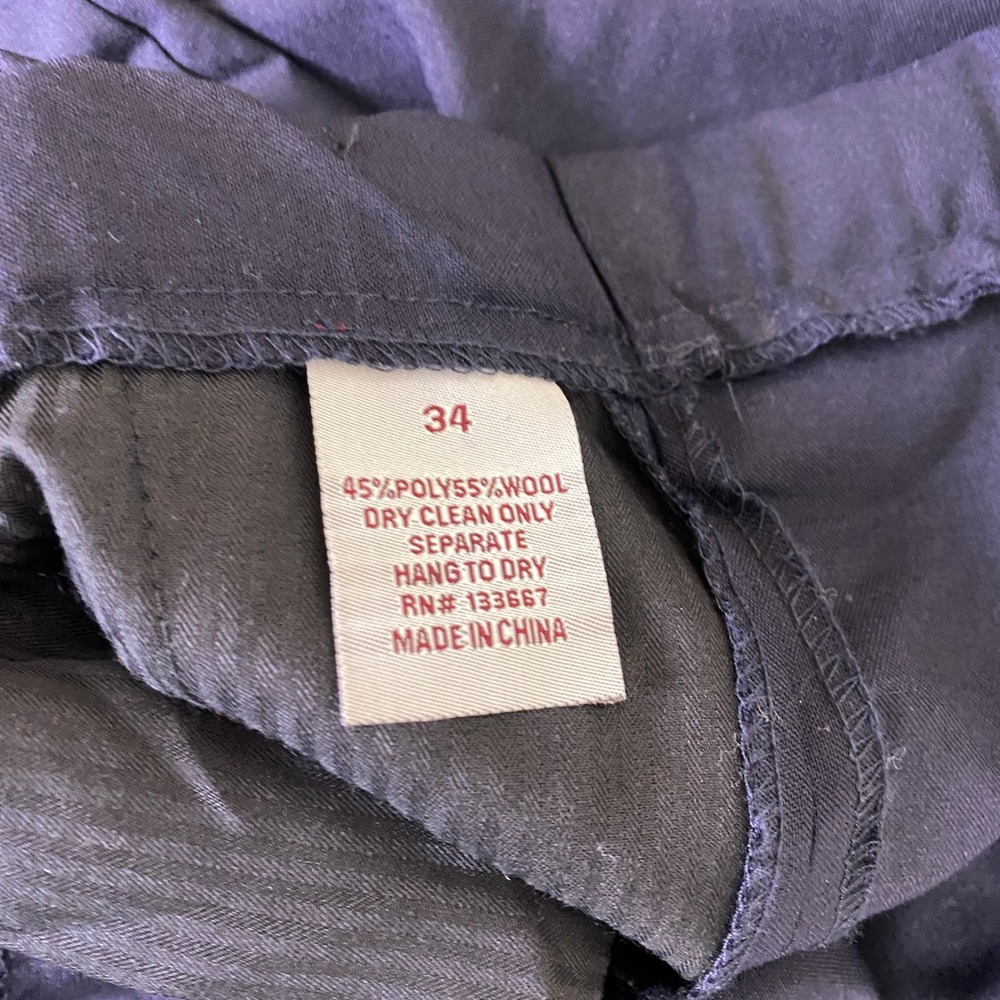 Vintage Louis Martin Dress Pants Women's Plus 34 Navy Blue Wool Blend Water NEW - Picture 5 of 13